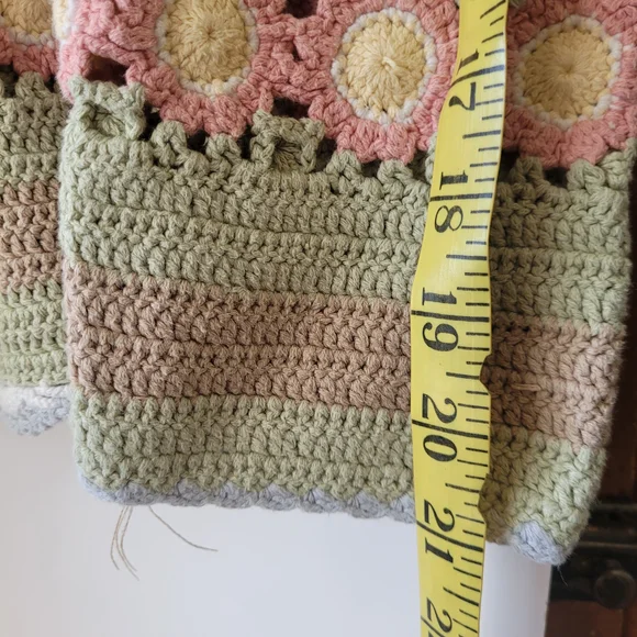 Vintage Crochet Cardigan Cottagecore Granny Chic Pastel 14P XXL - Picture 13 of 15